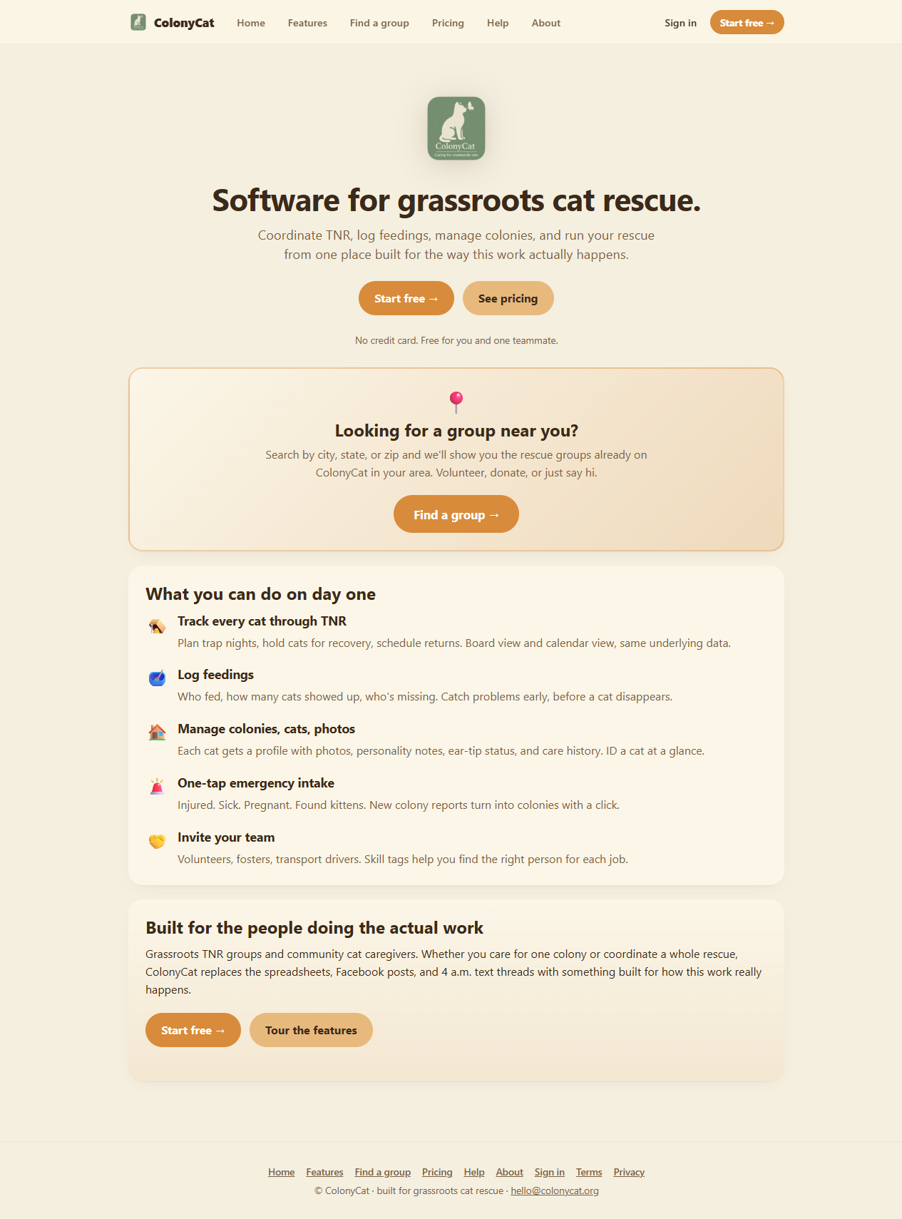 ColonyCat landing page