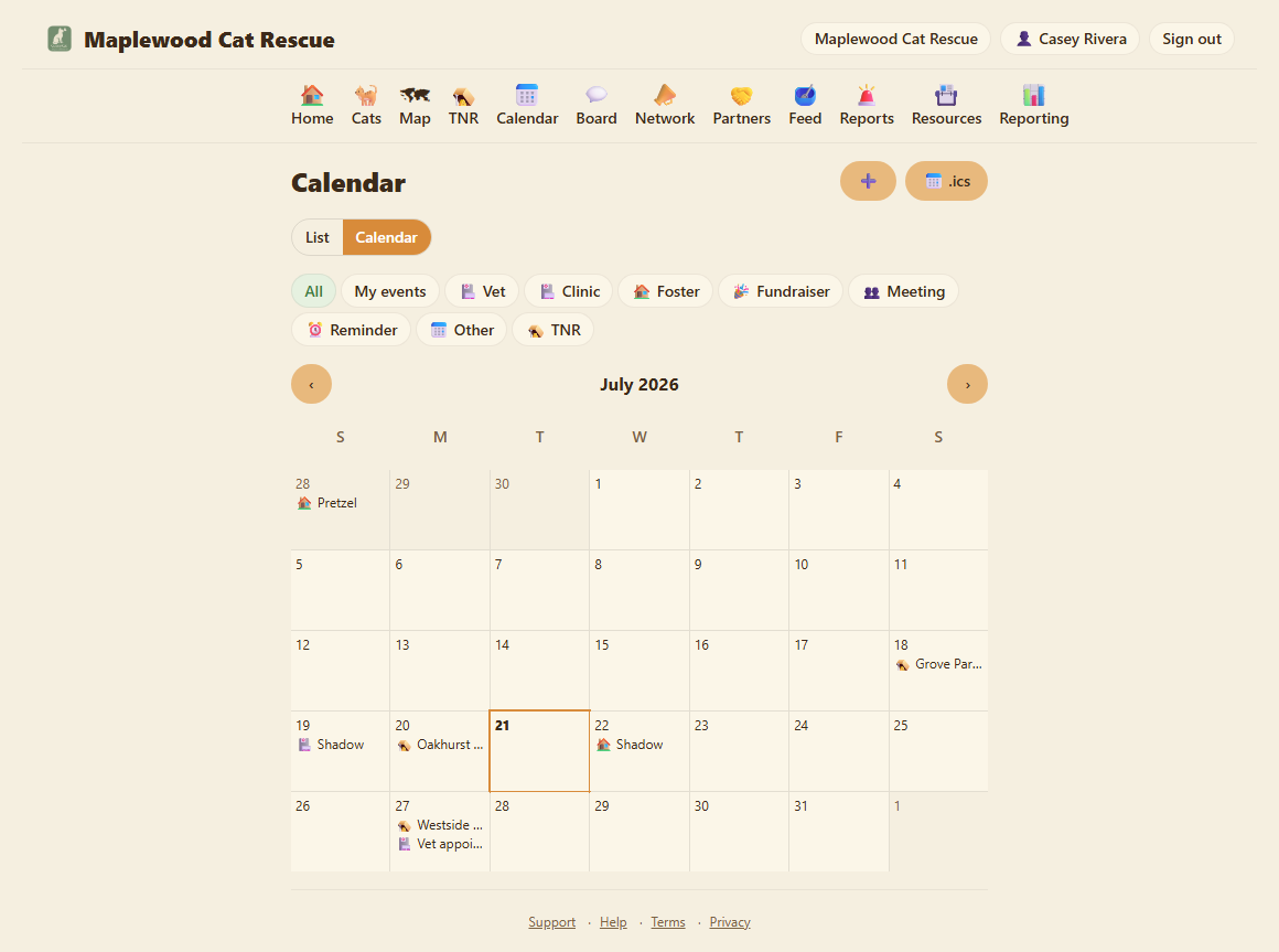 Calendar month grid view