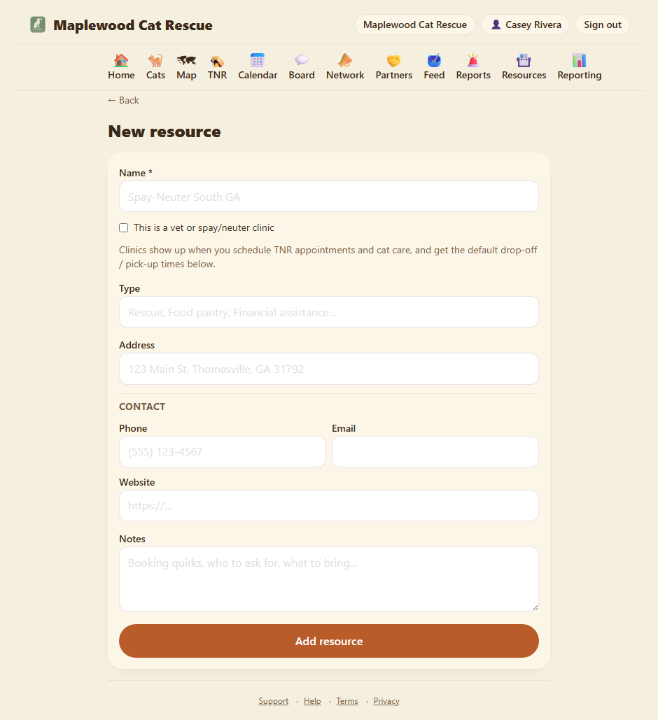 Adding a resource