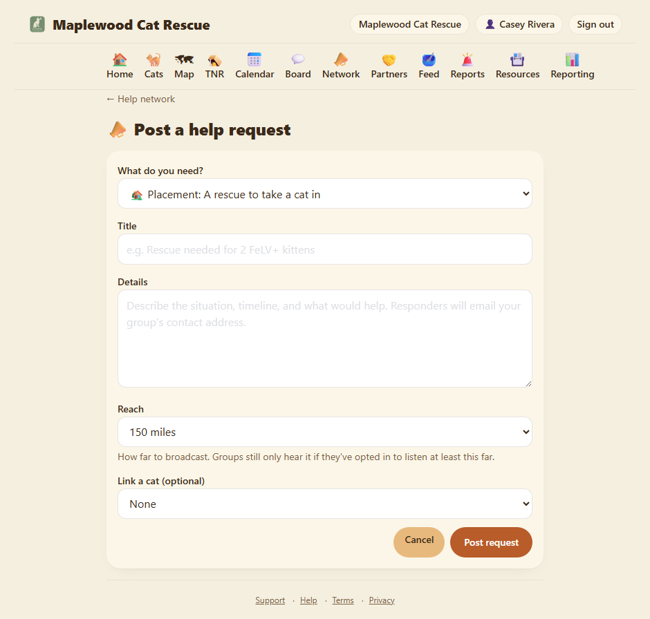 Posting a help request