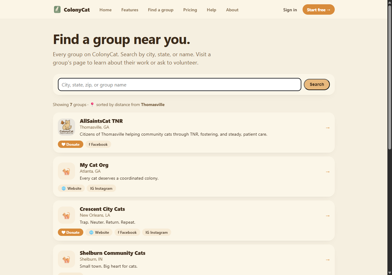 ColonyCat directory page